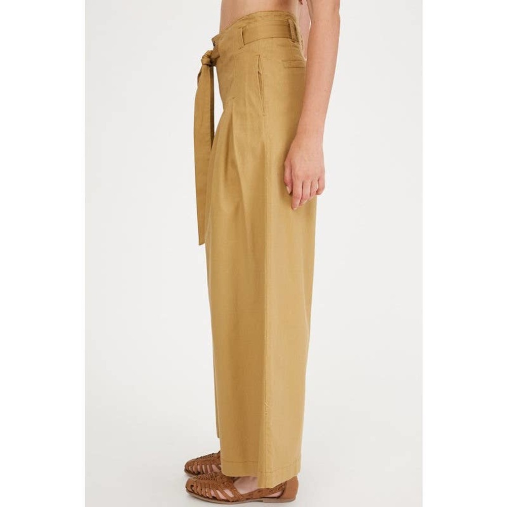 Listicle Wide Leg Pants Olive Green Paper Bag Waist Pleated Trouser - Picture 4 of 8